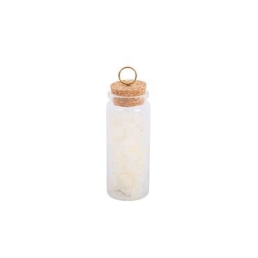 Marque Table Gypsophile - Fleurs Crèmes, Bouchon Liège & Support Doré - 3,7 x 9 cm | jourdefete.com