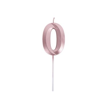 Bougie graphique chiffre 0 rose gold | jourdefete.com