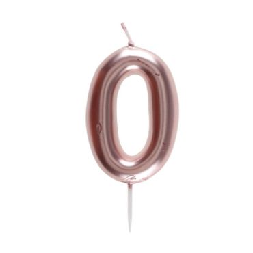 bougie sur pique rose gold forme arrondie de 9 cm chiffre au choix | jourdefete.com