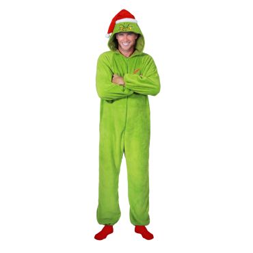Kigurumi Grinch de Noël avec capuche et bonnet rouge | jourdefete.com Kigurumi Grinch de Noël avec capuche et bonnet rouge | jourdefete.com