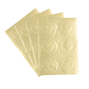 Stickers dorés effet cachet de cire avec motif cœur et feuillage | jourdefete.com Stickers dorés effet cachet de cire avec motif cœur et feuillage | jourdefete.com