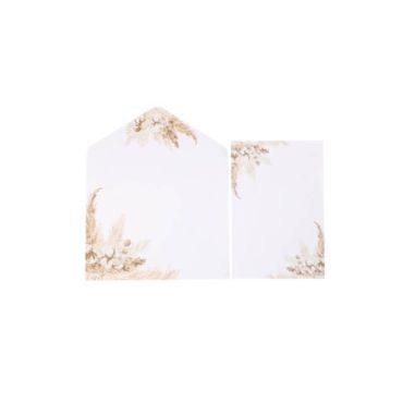 10 Invitations et Enveloppes - Collection Pampas, Fleurs de Coton et Or 10 Invitations et Enveloppes - Collection Pampas, Fleurs de Coton et Or