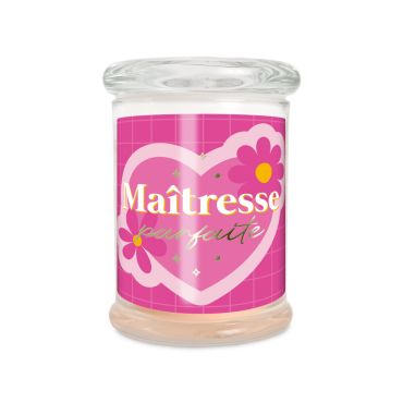 Bougie en verre parfumée senteur jasmin avec message Maîtresse parfaite pour la fin d'année scolaire | jourdefete.com