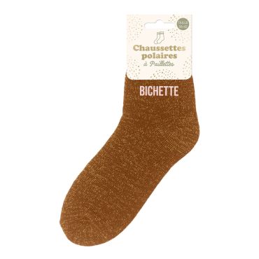 Chaussettes polaires pailletées message taille 36-42 | jourdefete.com