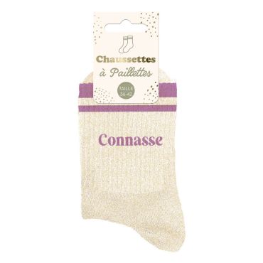 Chaussettes à paillettes taille 36-42 avec rayures de couleur et texte humoristique | jourdefete.com Chaussettes à paillettes taille 36-42 avec rayures de couleur et texte humoristique | jourdefete.com