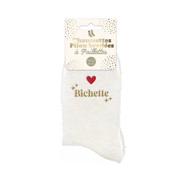 Chaussettes pilou pilou brodées à paillettes | jourdefete.com Chaussettes pilou pilou brodées à paillettes | jourdefete.com