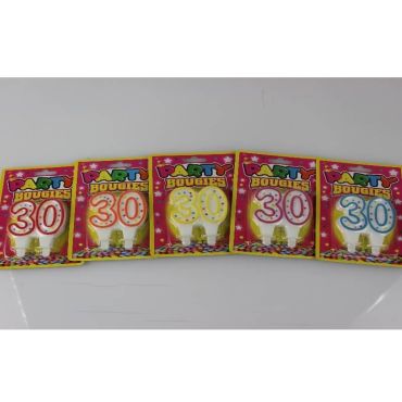 Bougie d'Anniversaire 30 ans - Divers Coloris Bougie d'Anniversaire 30 ans - Divers Coloris