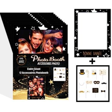 Cadre Photobooth Géant avec Accessoires - Bonne Année Cadre Photobooth Géant avec Accessoires - Bonne Année