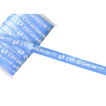 Ruban satin ciel - C'est un garçon | jourdefete.com Ruban satin ciel - C'est un garçon | jourdefete.com