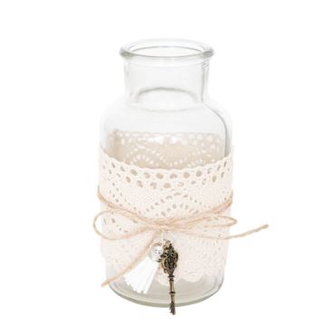 vase champetre de 16 cm deco dentelle et clef| jourdefete.com vase champetre de 16 cm deco dentelle et clef| jourdefete.com