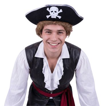 Chapeau de pirate noir pour adulte avec liseré blanc | jourdefete.com Chapeau de pirate noir pour adulte avec liseré blanc | jourdefete.com
