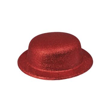Chapeau melon pailleté - Rouge Chapeau melon pailleté - Rouge
