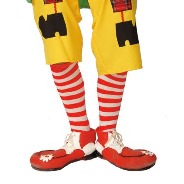 Chaussettes Rayées de Clown Blanc/Rouge Chaussettes Rayées de Clown Blanc/Rouge