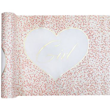 Un chemin de table parsemés de confettis roses imprimés pour une fête en l'honneur de votre petite fille | jourdefete.com Un chemin de table parsemés de confettis roses imprimés pour une fête en l'honneur de votre petite fille | jourdefete.com