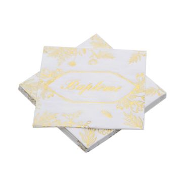 Disposez ces serviettes blanches et dorées sur la table de baptême de votre enfant | jourdefete.com Disposez ces serviettes blanches et dorées sur la table de baptême de votre enfant | jourdefete.com