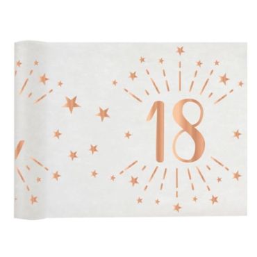 chemin de table joyeux anniversaire étincelant rose gold de 5 mètres âge au choix | jourdefete.com