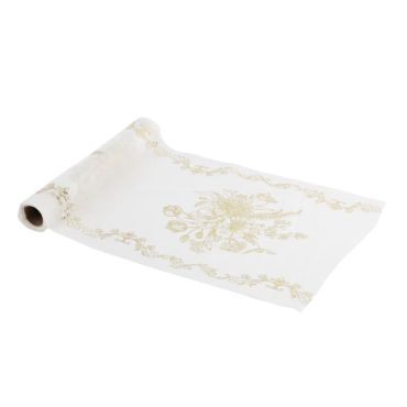 Déroulez ce chemin de table blanc et doré de la collection Vintage | jourdefete.com Déroulez ce chemin de table blanc et doré de la collection Vintage | jourdefete.com