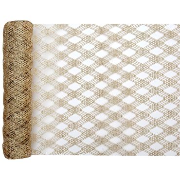 Chemin de table en maille dorée pour décoration festive | jourdefete.com Chemin de table en maille dorée pour décoration festive | jourdefete.com