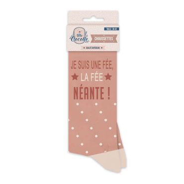 Une paire de chaussette "Fée-Néante" rose poudré | jourdefete.com Une paire de chaussette "Fée-Néante" rose poudré | jourdefete.com