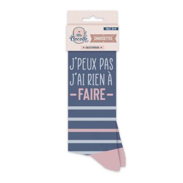 Une paire de chaussettes "J'peux pas j'ai rien à faire" | jourdefete.com Une paire de chaussettes "J'peux pas j'ai rien à faire" | jourdefete.com