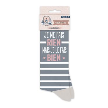Chaussettes "Je ne fais rien mais je le fais bien" | jourdefete.com Chaussettes "Je ne fais rien mais je le fais bien" | jourdefete.com
