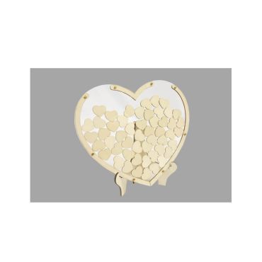 livre d'or transparent et bois en forme de cœur avec 50 cœurs en bois livre d'or transparent et bois en forme de cœur avec 50 cœurs en bois
