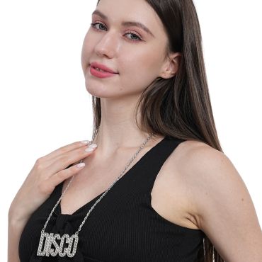 Collier DISCO avec pendentif à strass pour soirée disco | jourdefete.com Collier DISCO avec pendentif à strass pour soirée disco | jourdefete.com