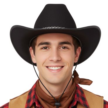 Chapeau de cowboy noir en feutre pour déguisement western | jourdefete.com