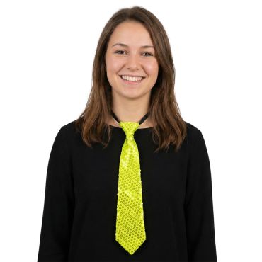 Cravate fluo jaune à sequins pour soirée festive et déguisement | jourdefete.com Cravate fluo jaune à sequins pour soirée festive et déguisement | jourdefete.com