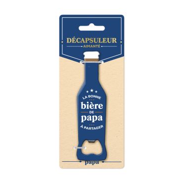 Décapsuleur aimanté "La bonne bière de Papa" en forme de bouteille | jourdefete.com