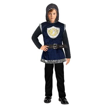 Enfant déguisé en chevalier avec tunique bleue et capuche côte de maille | jourdefete.com Enfant déguisé en chevalier avec tunique bleue et capuche côte de maille | jourdefete.com