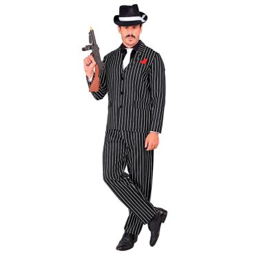 Déguisement gangster homme à rayures noires et blanches avec cravate | jourdefete.com Déguisement gangster homme à rayures noires et blanches avec cravate | jourdefete.com