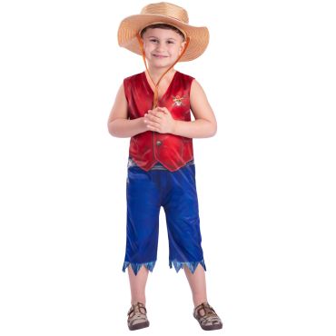 Déguisement enfant style Luffy avec chapeau de paille et combinaison | jourdefete.com Déguisement enfant style Luffy avec chapeau de paille et combinaison | jourdefete.com