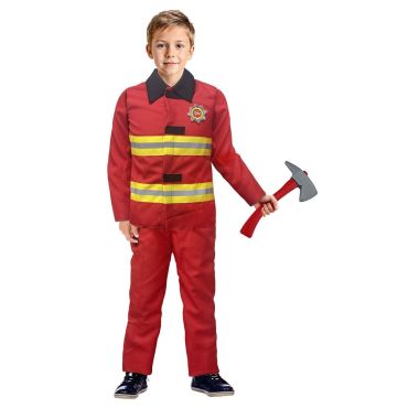 Enfant déguisé en pompier avec uniforme rouge | jourdefete.com Enfant déguisé en pompier avec uniforme rouge | jourdefete.com