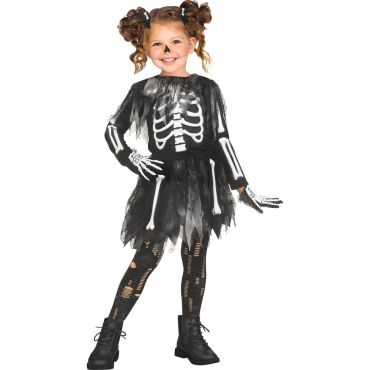 Fille déguisée en squelette avec jupe Halloween | jourdefete.com Fille déguisée en squelette avec jupe Halloween | jourdefete.com