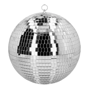 Boule à facettes disco argentée 30 cm avec reflets lumineux | jourdefete.com