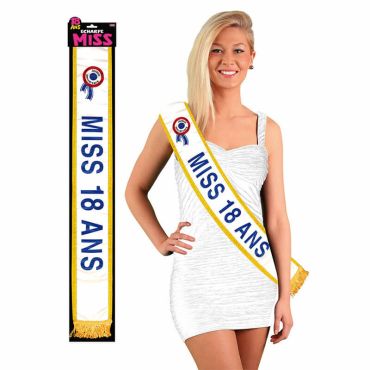 Écharpe "Miss 18 Ans" Bleue | jourdefete.com