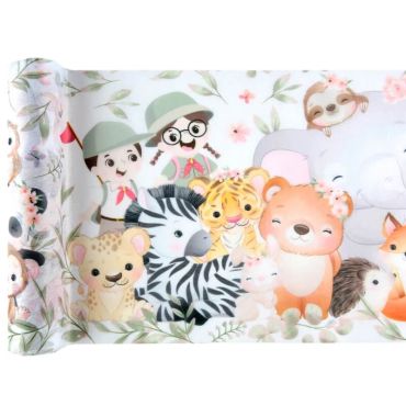 Chemin de table de 5 mètres collection explorateur avec les animaux Chemin de table de 5 mètres collection explorateur avec les animaux