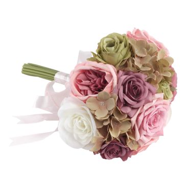 Bouquet décoratif artificiel rose vert et parme pour mariage et décoration estivale | jourdefete.com Bouquet décoratif artificiel rose vert et parme pour mariage et décoration estivale | jourdefete.com