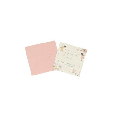 Lot de 6 cartes d’invitation féeriques avec enveloppes rose pastel pour anniversaire enfant | jourdefete.com