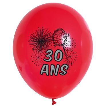 10 Ballons de Baudruche Multicolore Anniversaire 30 ans