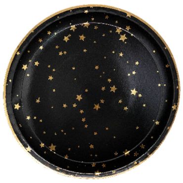 plateau en carton noir avec etoiles dorees | jourdefete.com