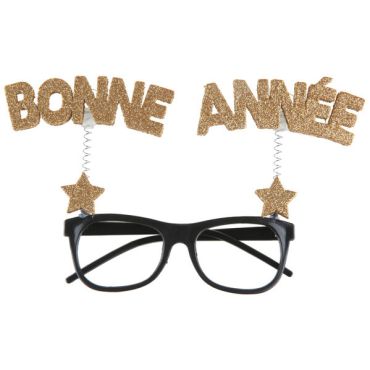une paire de lunettes bonne année dorée | jourdefete.com