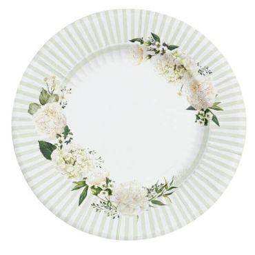 8 assiettes en carton collection Floral White de 27 cm 8 assiettes en carton collection Floral White de 27 cm