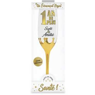Flûte à champagne en verre d'anniversaire 1 an de plus Flûte à champagne en verre d'anniversaire 1 an de plus