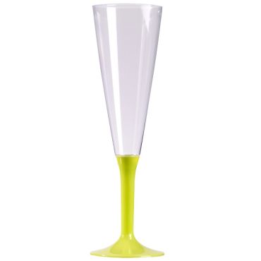 10 Flûtes à Champagne Plastique Pied Vert Anis 10 Flûtes à Champagne Plastique Pied Vert Anis