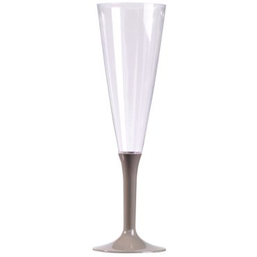 10 Flûtes à Champagne Plastique Pied Gris Argent 10 Flûtes à Champagne Plastique Pied Gris Argent