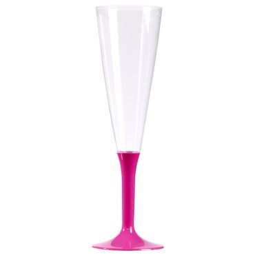 10 Flûtes à Champagne Plastique Pied Fuchsia 10 Flûtes à Champagne Plastique Pied Fuchsia