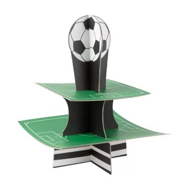 Présentoir 2 étages - Football - Noir, Blanc et Or Présentoir 2 étages - Football - Noir, Blanc et Or