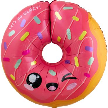 Ballon aluminium en forme de donut rose kawaii avec des vermicelles colorés et un visage souriant | jourdefete.com Ballon aluminium en forme de donut rose kawaii avec des vermicelles colorés et un visage souriant | jourdefete.com